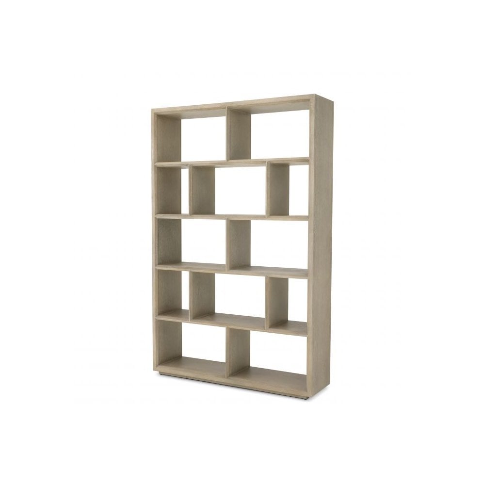 Marguesa Geometric Design Cabinet in Washed Oak Finish