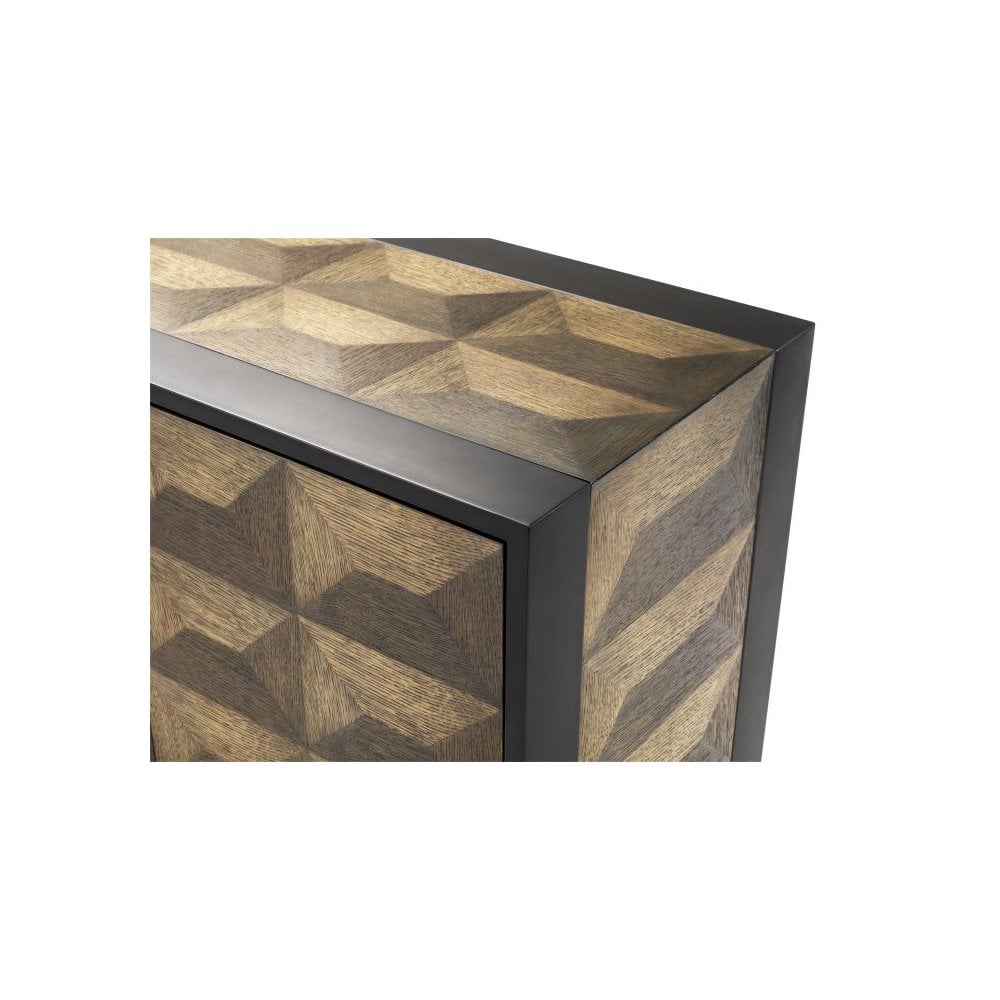 Gregorio Dresser: Oak Veneer with Geometric Marquetry and Bronze Accents