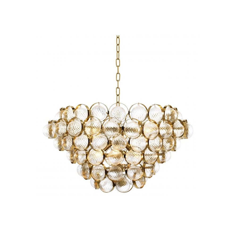 Opera Gold and Clear Glass Chandelier, Modern Elegance