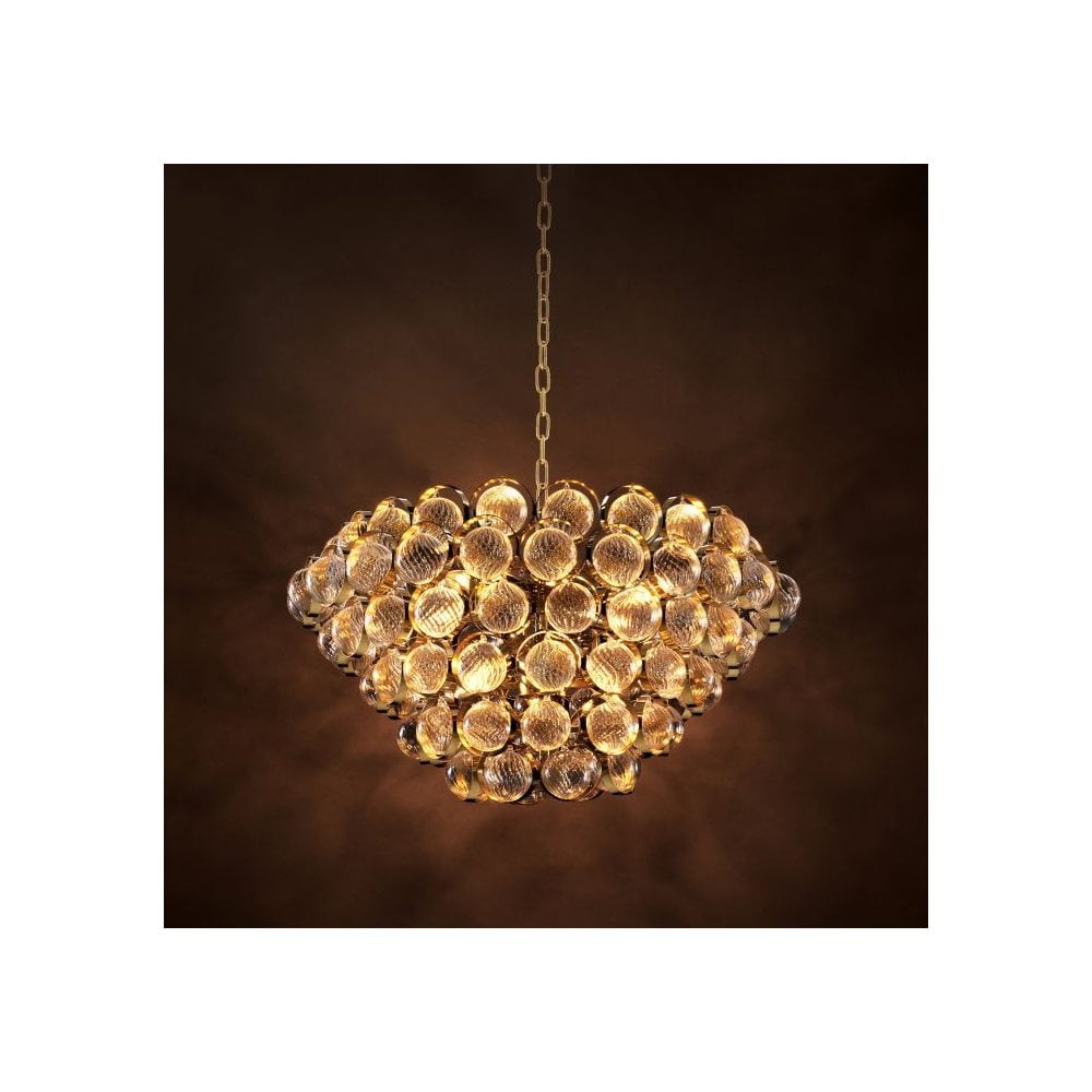 Opera Gold and Clear Glass Chandelier, Modern Elegance