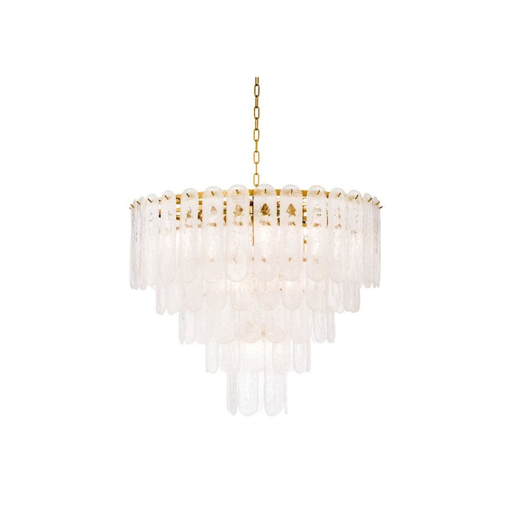 Riveria Art Deco Gold Chandelier with Frosted Glass