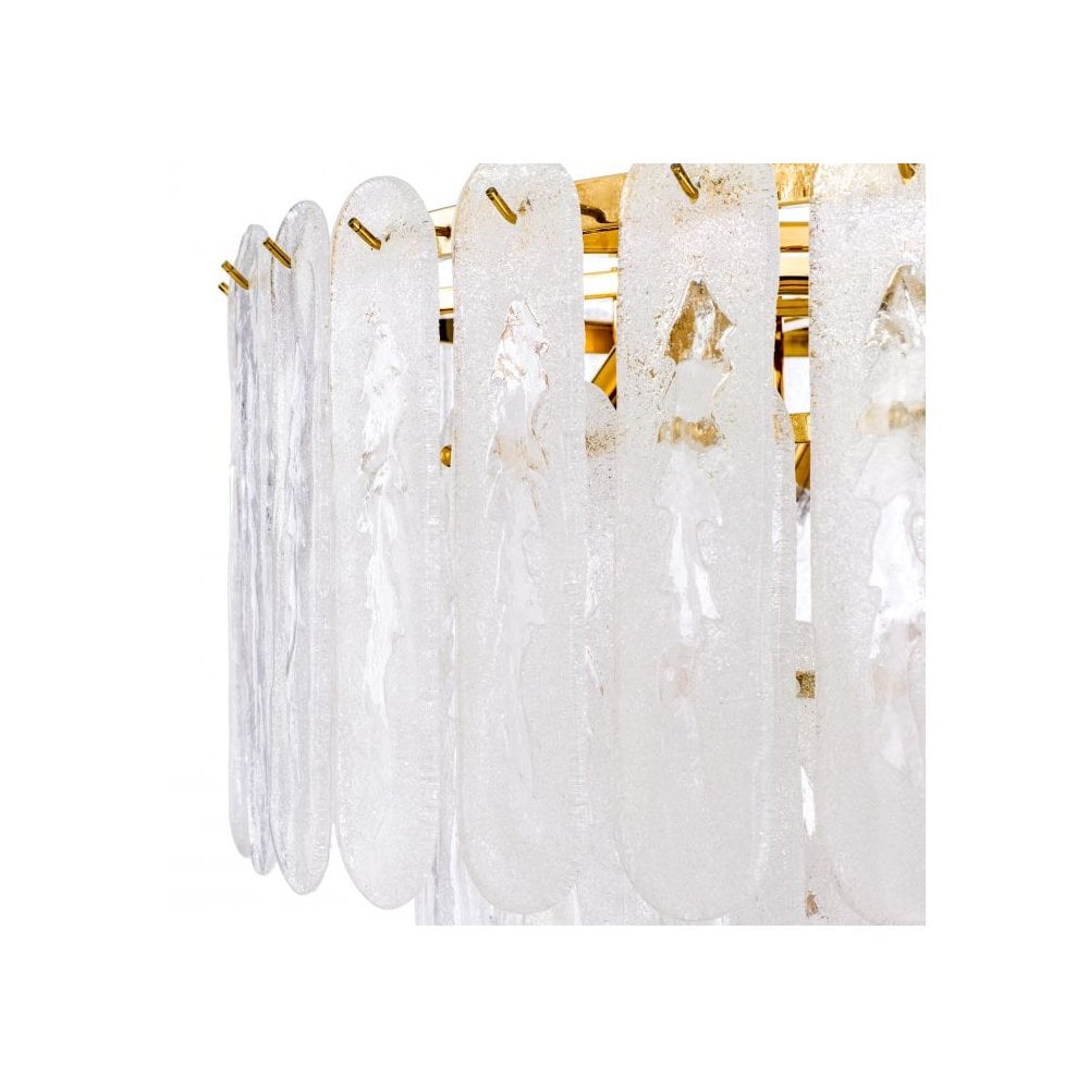 Riveria Art Deco Gold Chandelier with Frosted Glass