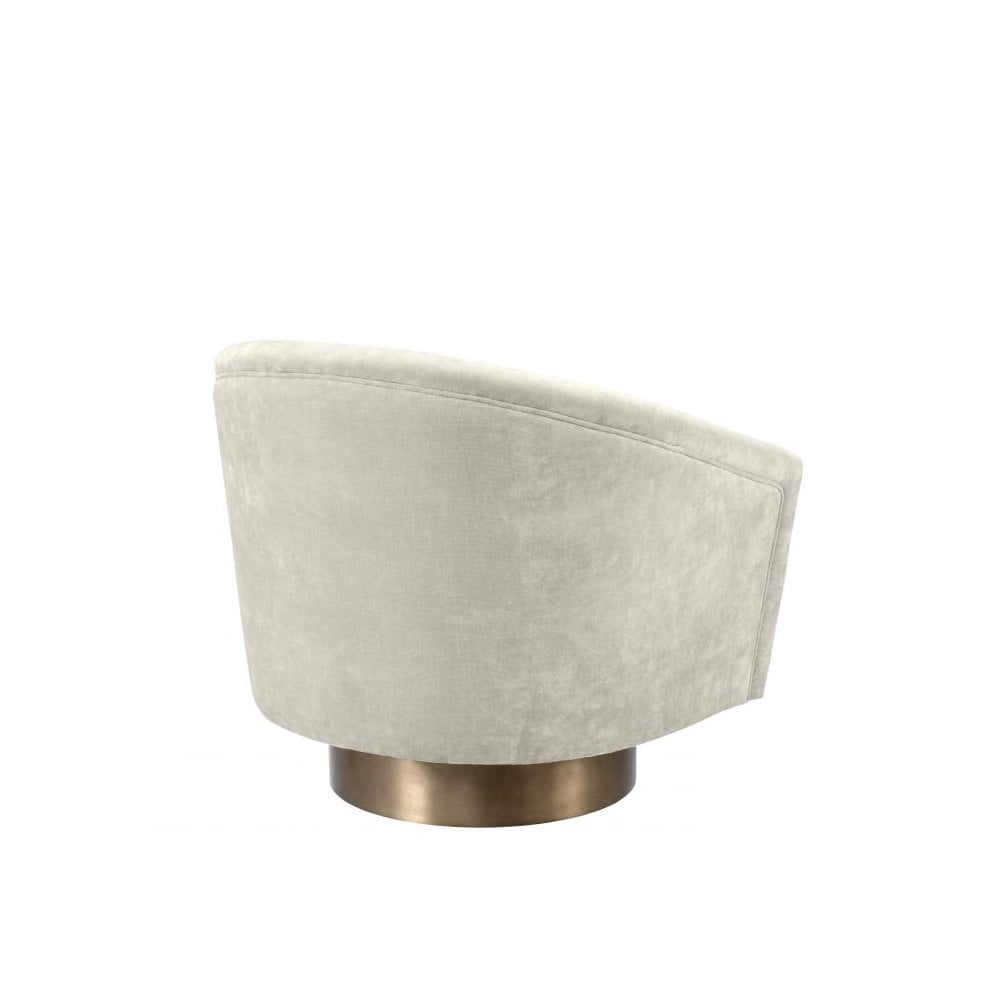 Elegant Catene Swivel Chair in Clarck Sand with Matte Gold Base