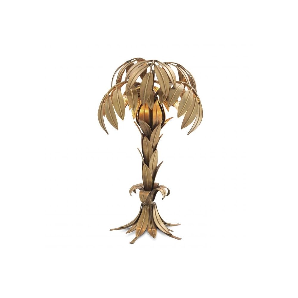 Vintage Brass Palm Tree Table Lamp