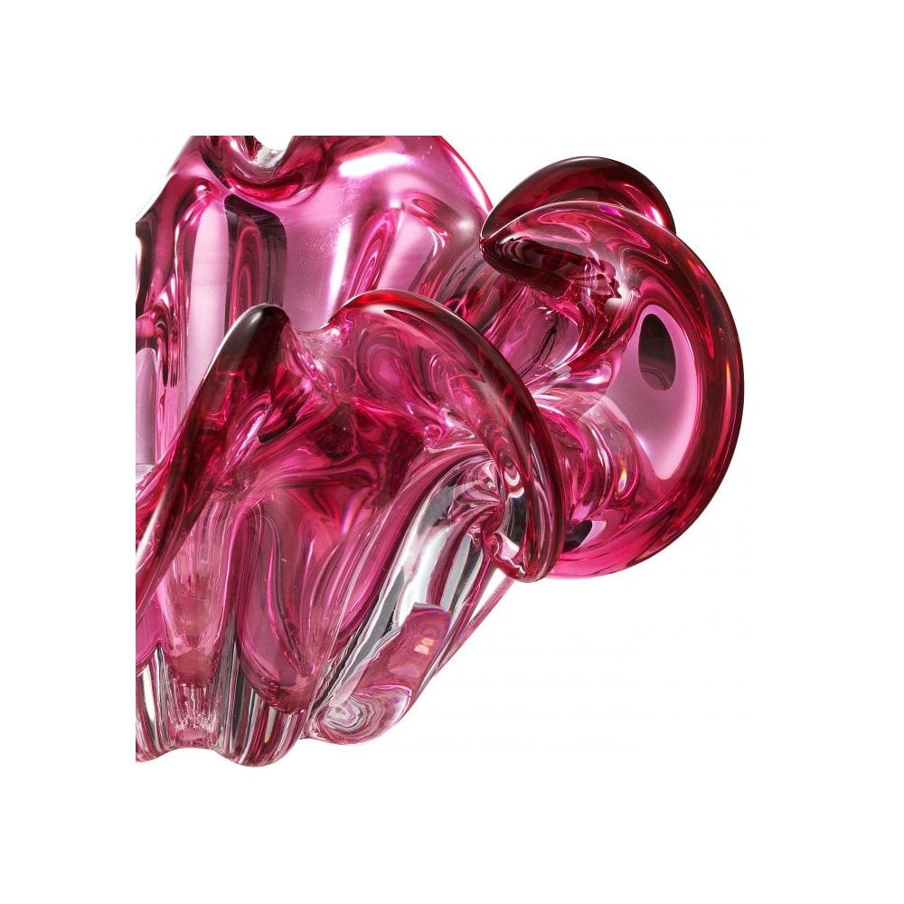 Triada Pink Hand Blown Glass Bowl with Wavy Rim Design