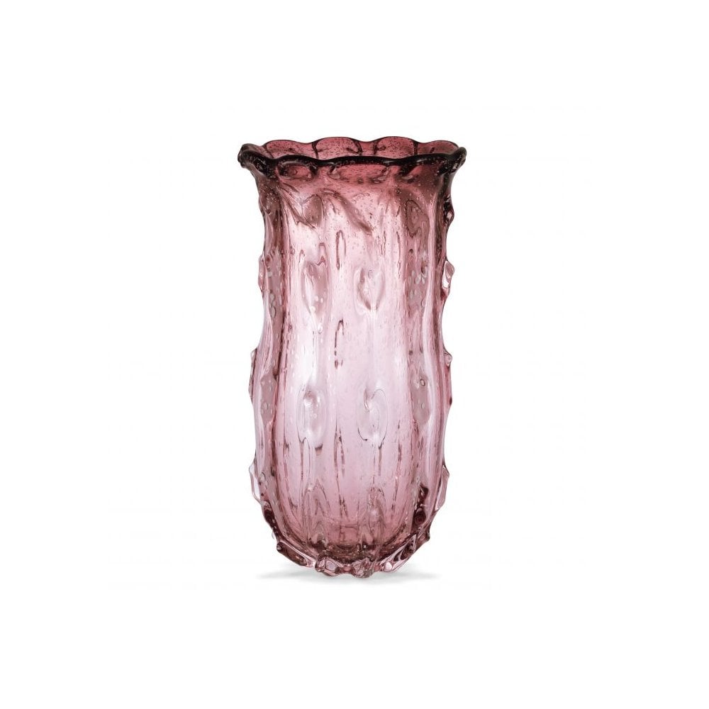 Elegant Baymont L Vase, Handcrafted Pale Pink Glass Masterpiece