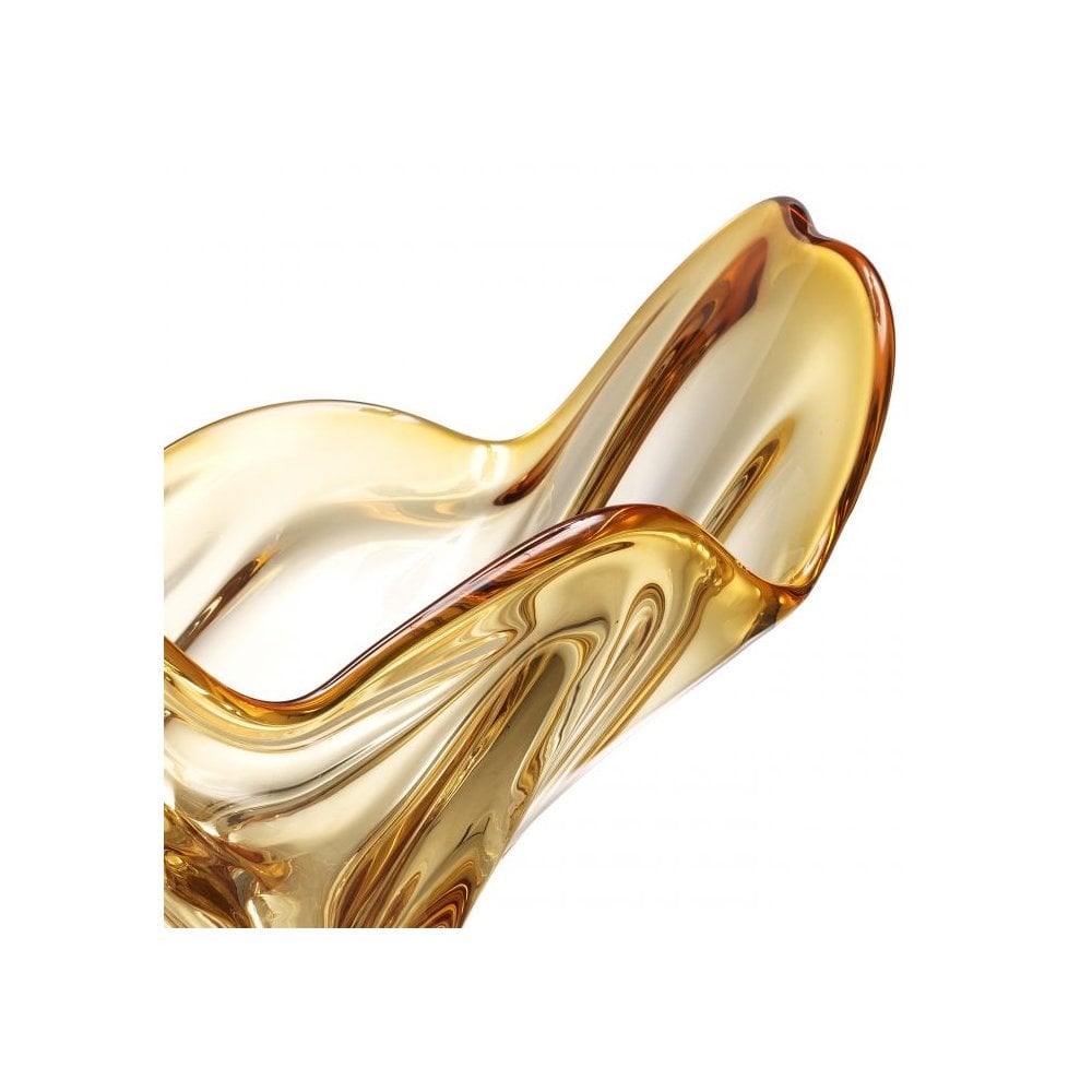 Radiant Sunburst Hand Blown Glass Bowl in Yellow