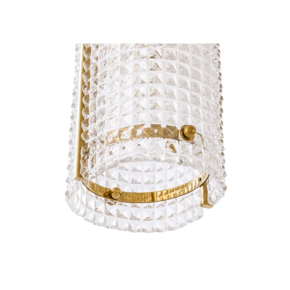 Reflecto Gold Chandelier with Hand Blown Clear Glass Shade