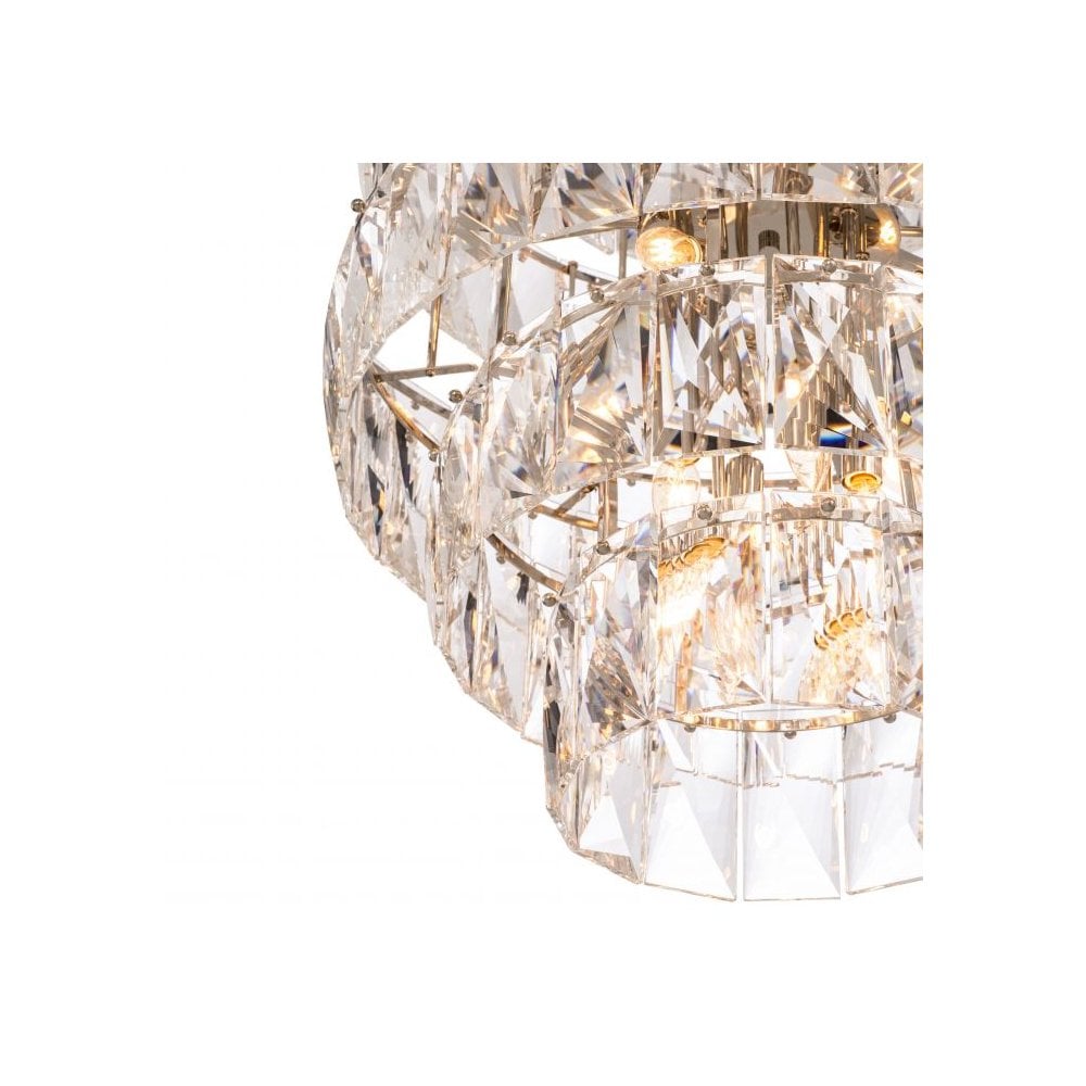 Elegant Amazone Crystal Chandelier with Nickel Finish