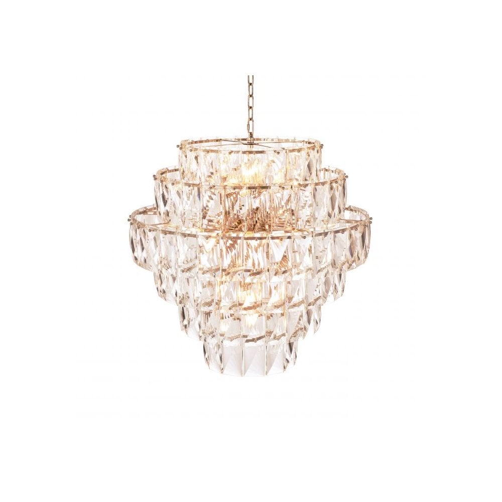 Elegant Amazone Crystal Chandelier with Nickel Finish