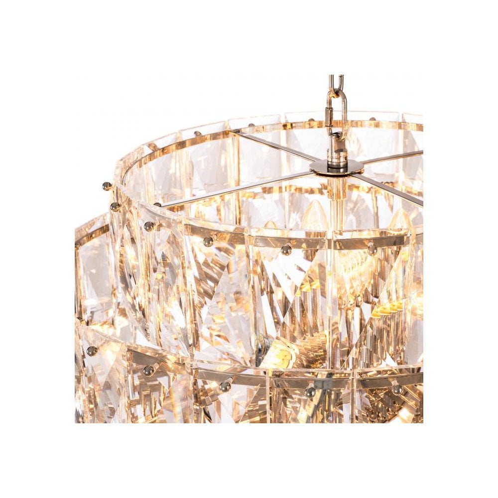 Elegant Amazone Crystal Chandelier with Nickel Finish