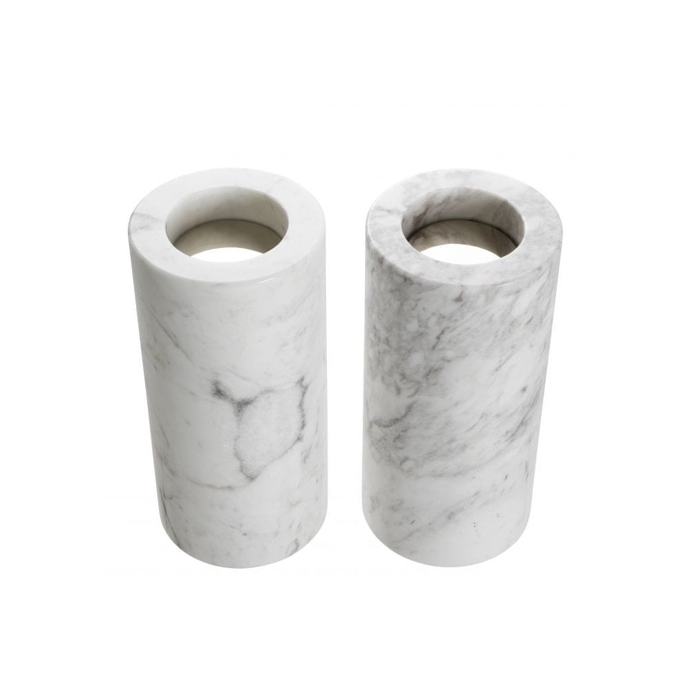 Elegant White Marble Tealight Holder Duo, Tobor L Set