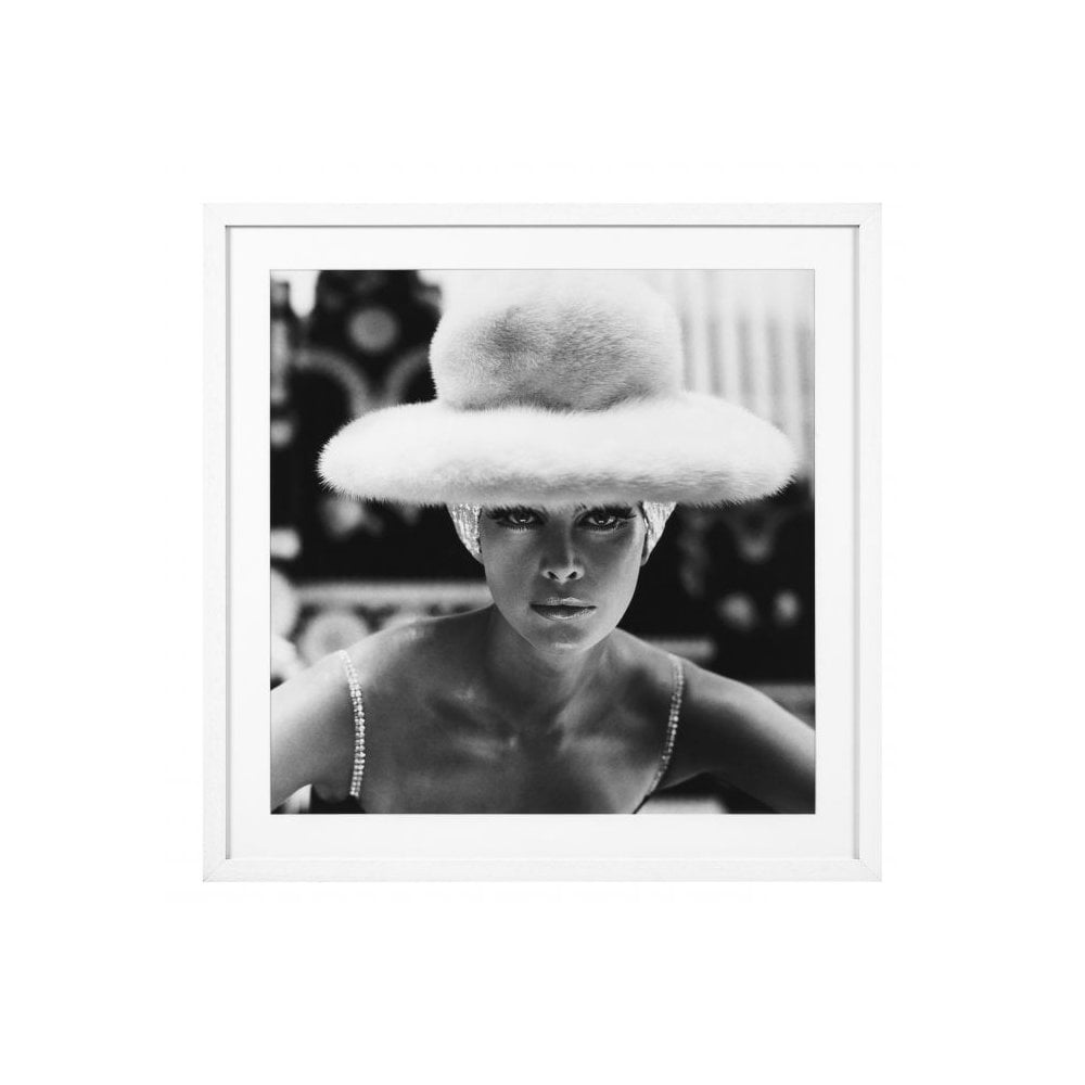 Glamorous 1965 Vogue Model Portrait in Chic White Frame