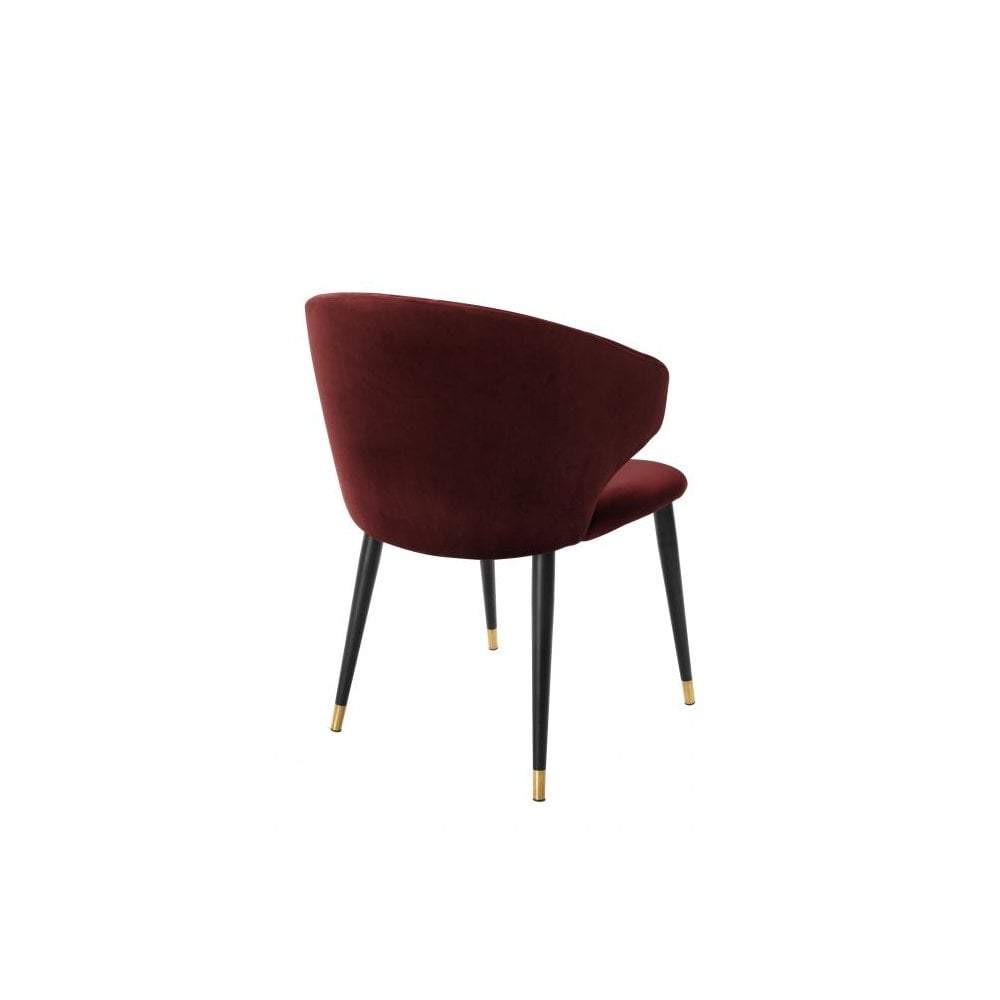 Volante Dining Chair in Roche Bordeaux Velvet with Black & Gold Accents