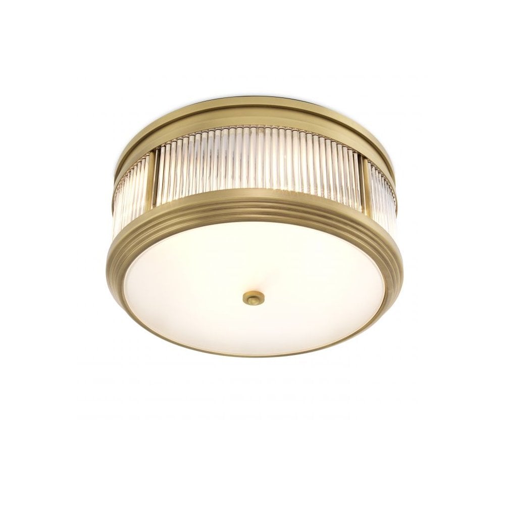 Rousseau Ceiling Lamp with Antique Brass Finish and Elegant Glass Accents