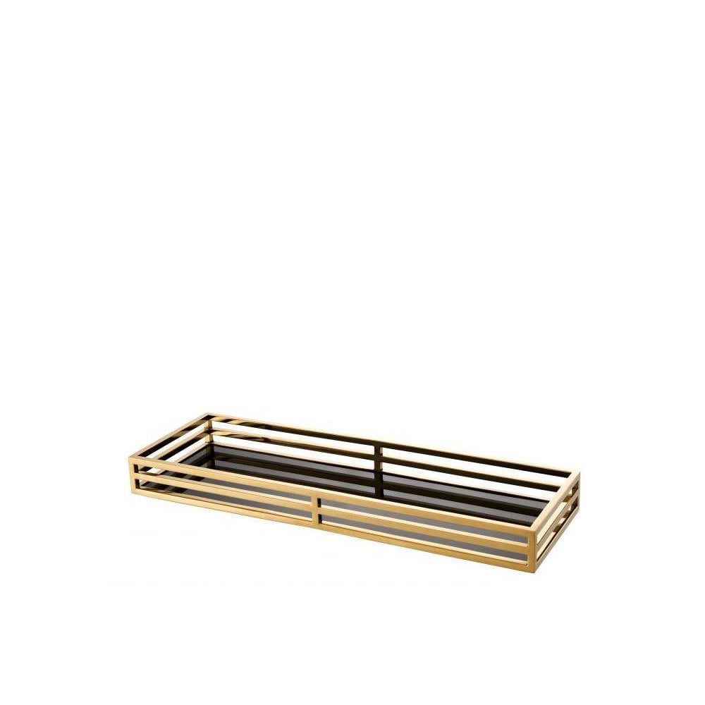 Ersa Luxe Gold and Black Glass Decorative Tray