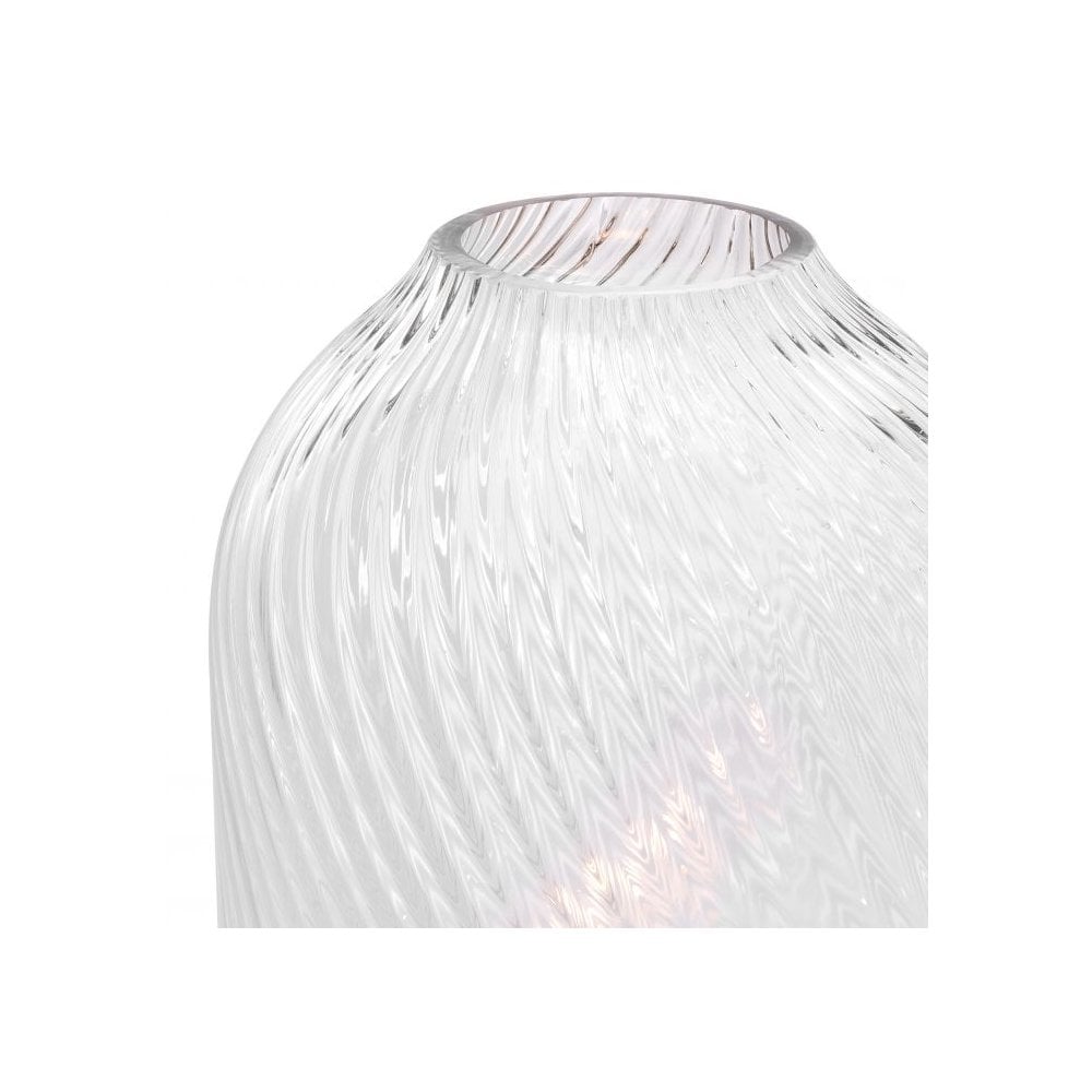 Giselle Hurricane Lantern, Bronze Accent Finish, Hand Blown Ribbed Glass