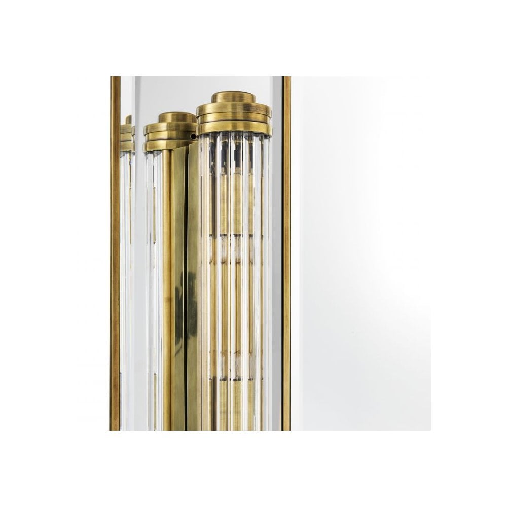 Beaumont Vintage Brass Mirror with Art Deco Lighting and Bevelled Glass