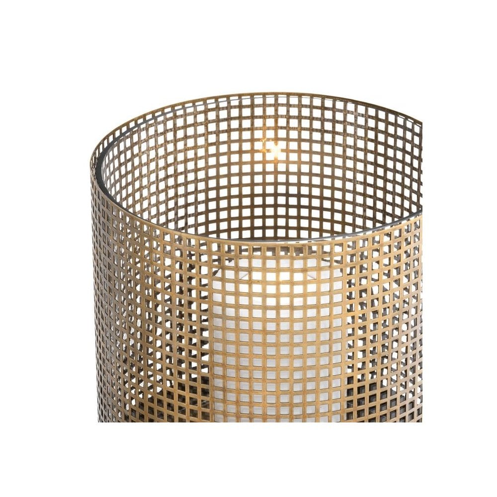 Vintage Brass Lattice Candle Holder with Clear Glass