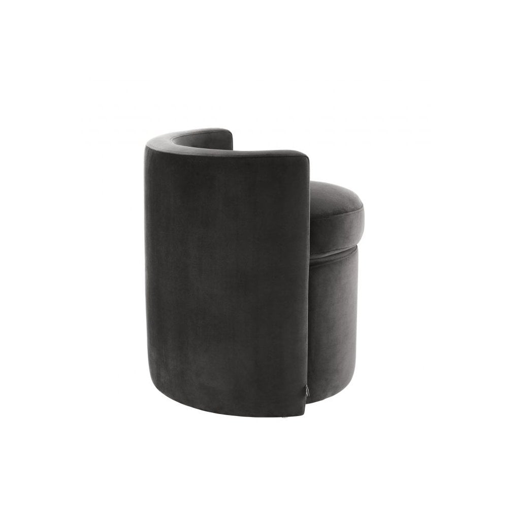 Arcadia Stool in Rich Roche Dark Grey Velvet