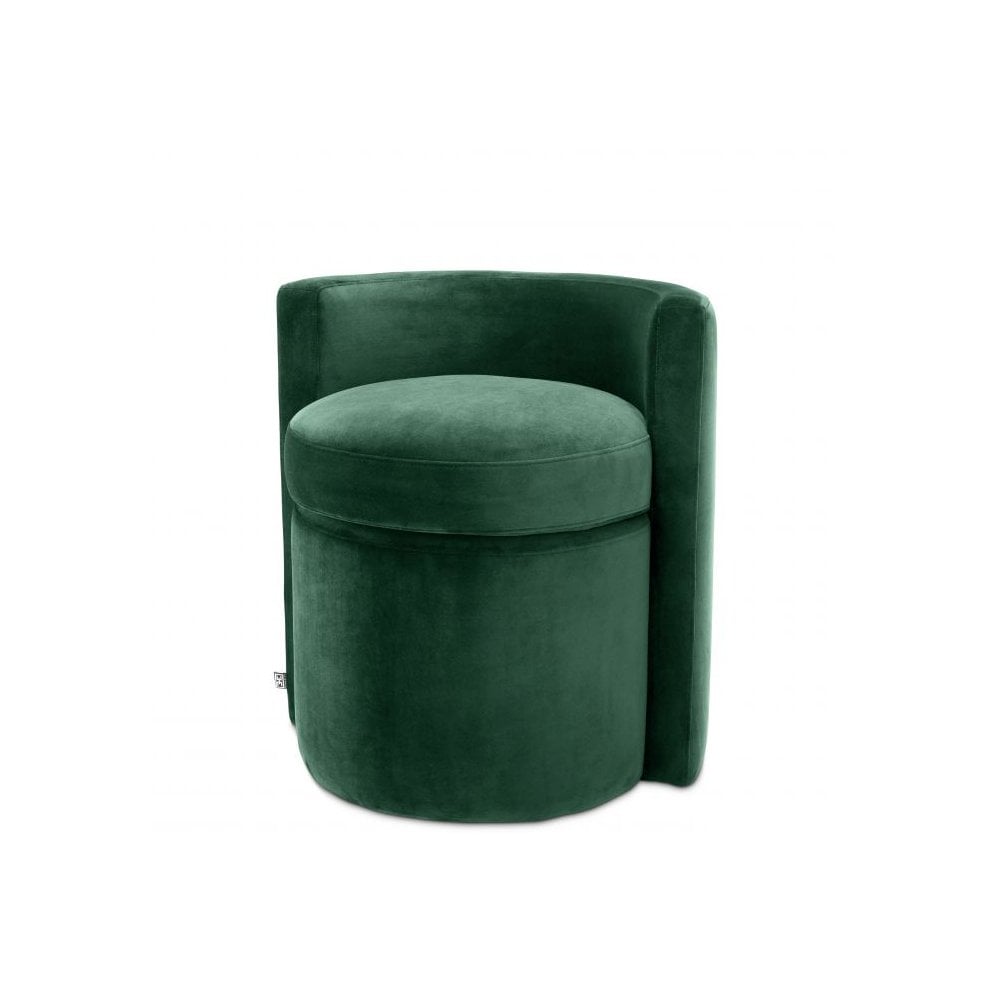 Arcadia Luxe Velvet Stool in Deep Forest Green