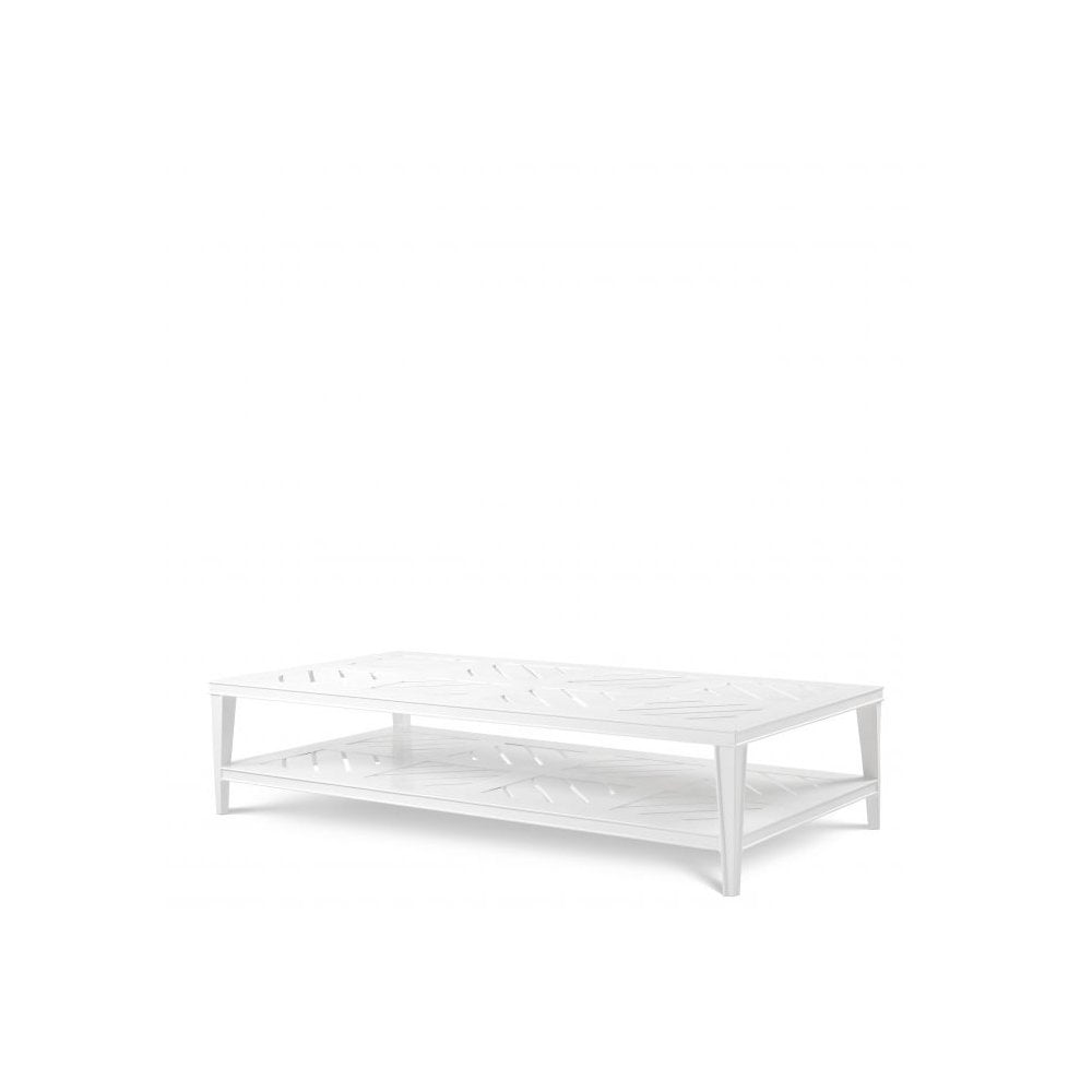 Contemporary White Outdoor Rectangular Coffee Table, Bell Rive Design
