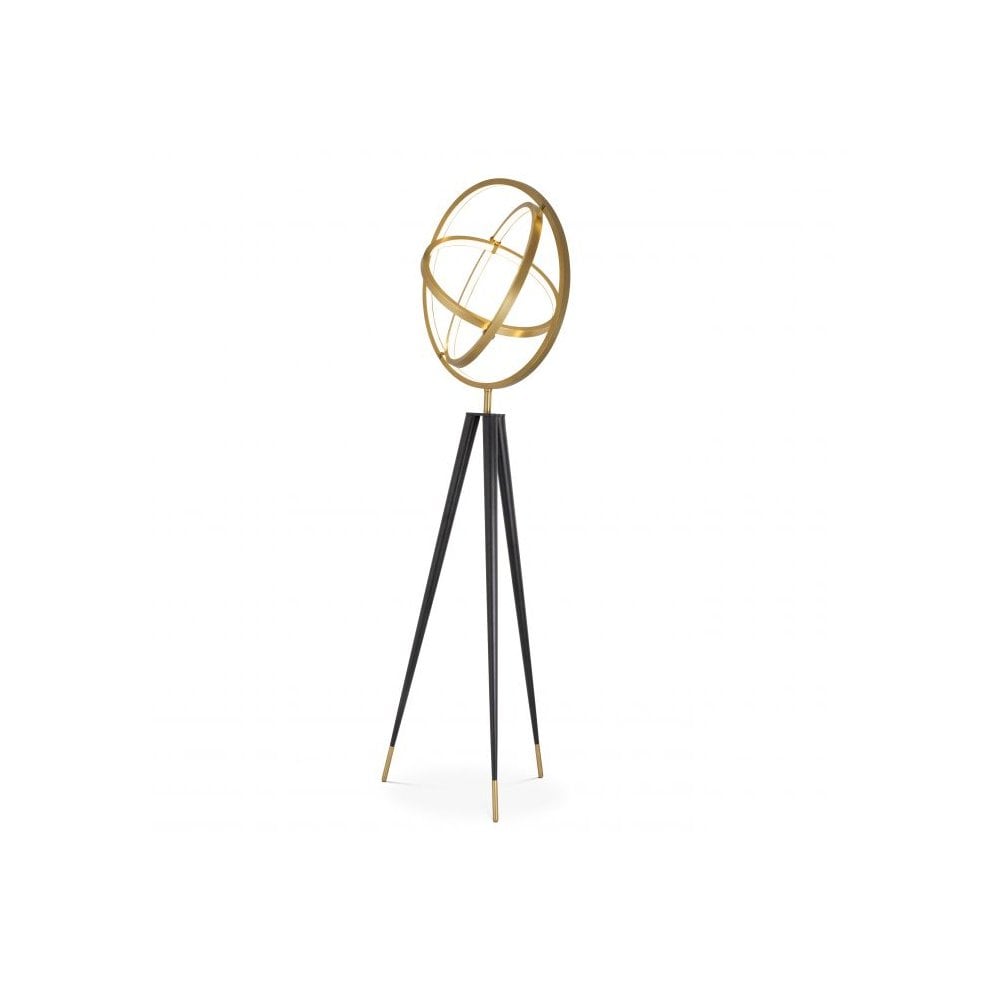 Cassini Galactic Floor Lamp, Antique Brass and Black, Adjustable LED Rings