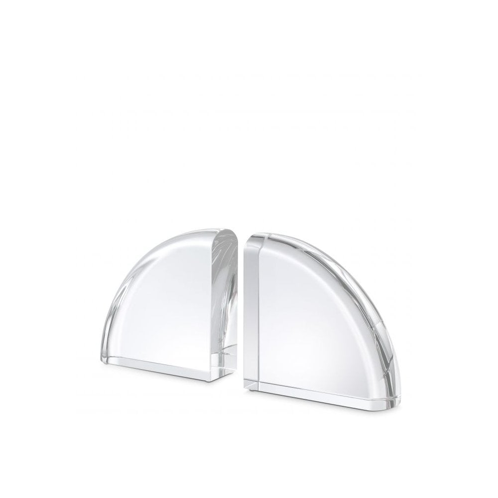 Elegant Crystal Glass Bookend Pair, Transparent Display Pieces
