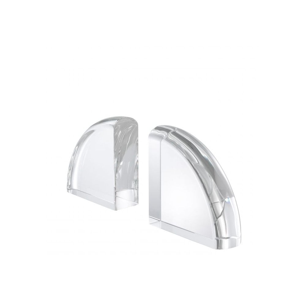 Elegant Crystal Glass Bookend Pair, Transparent Display Pieces