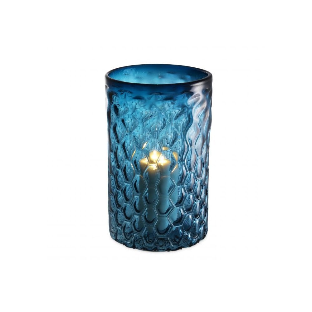 Aquila L Hurricane Lamp, Blue Handcrafted Glass Art