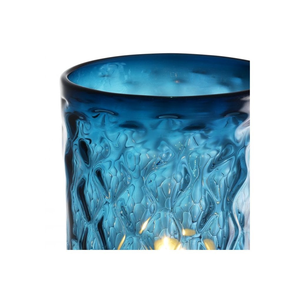 Aquila L Hurricane Lamp, Blue Handcrafted Glass Art