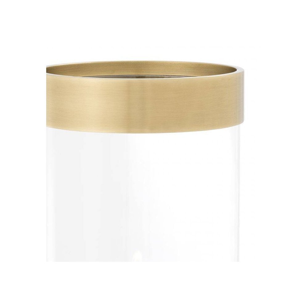 Antique Brass & Clear Glass Conical Hurricane Lantern