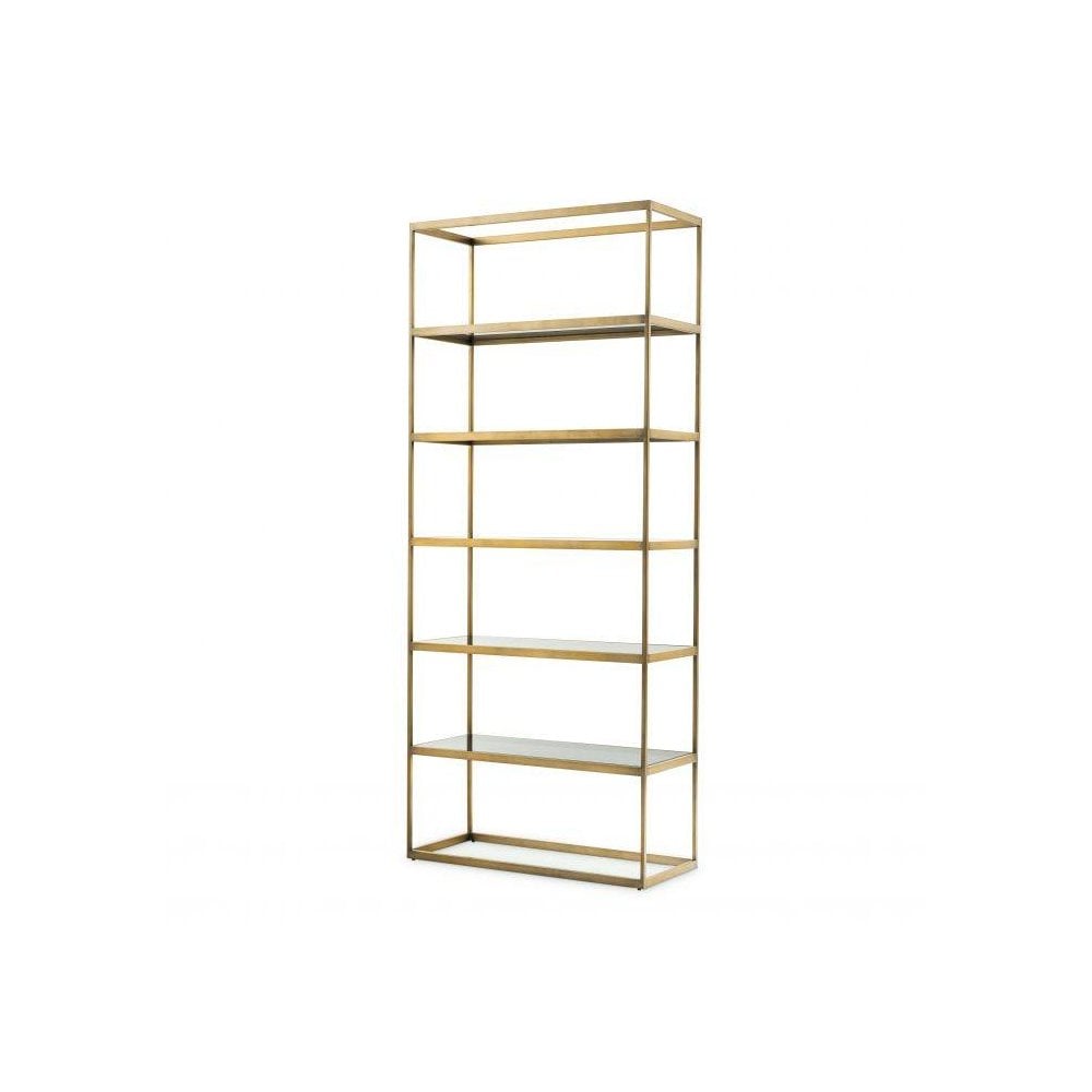 Omega Display Cabinet in Brushed Brass with Smoke Glass Shelves