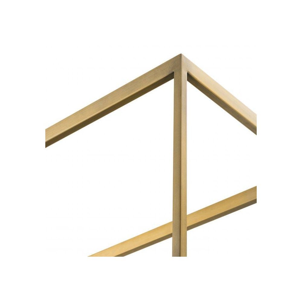 Omega Display Cabinet in Brushed Brass with Smoke Glass Shelves