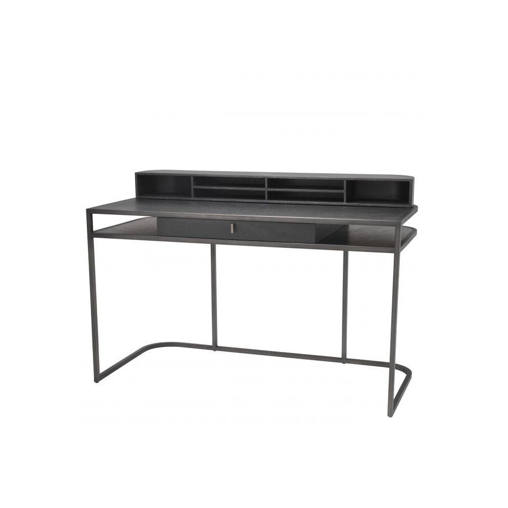 Highland Desk in Charcoal Grey Oak with Medium Bronze Accents
