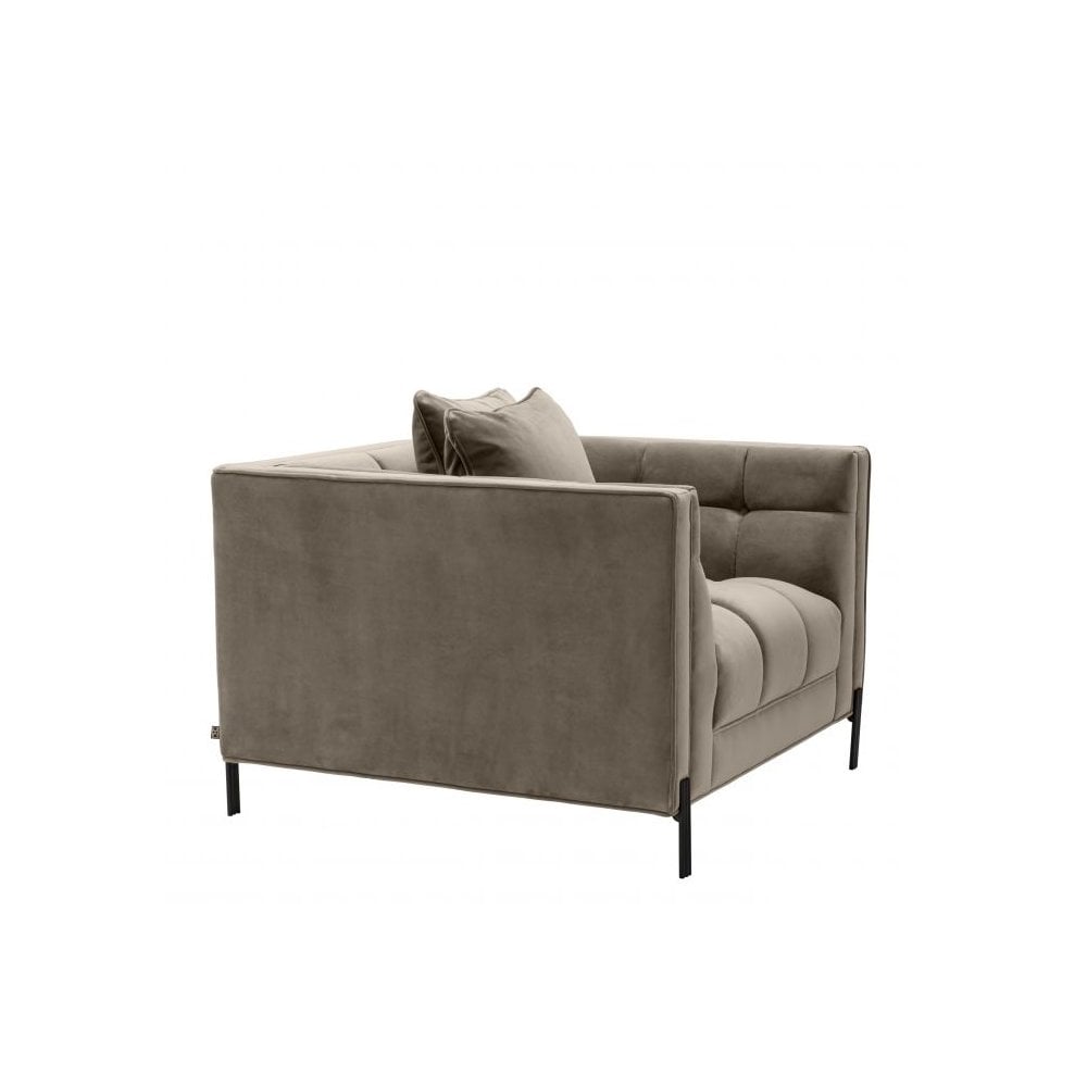 Sienna Chair in Greige Velvet with Black and Gold Accents