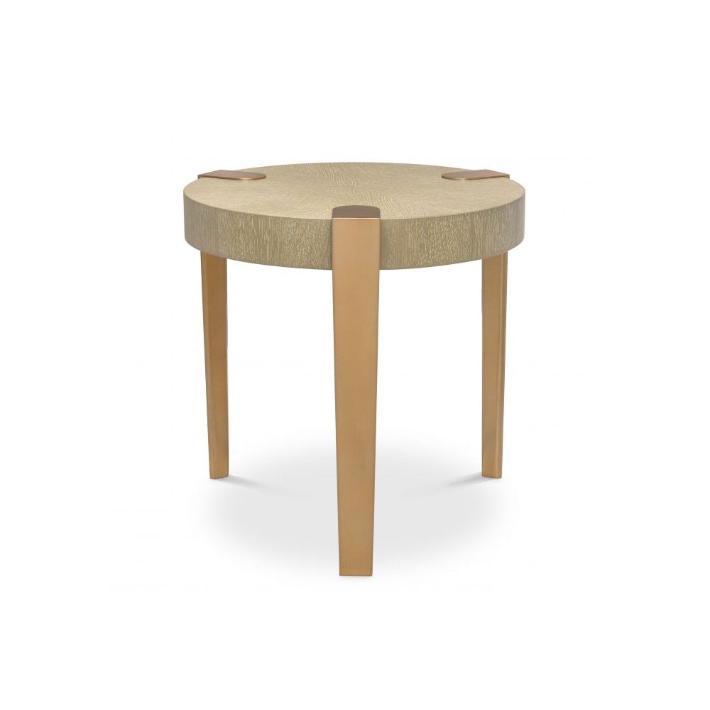 Oxnard Side Table: Washed Oak & Brushed Brass Elegance