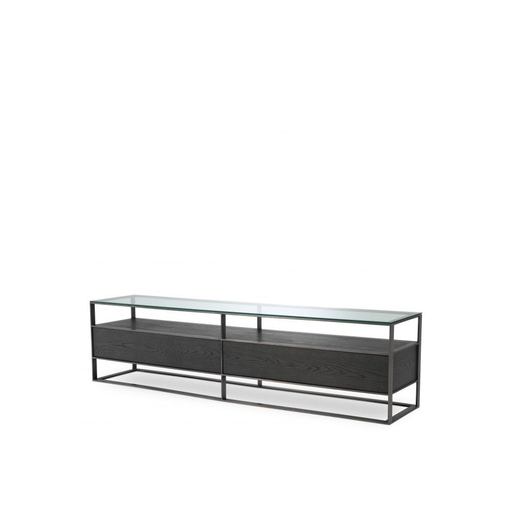 Wagner TV Stand in Mocha Oak with Medium Bronze Accents