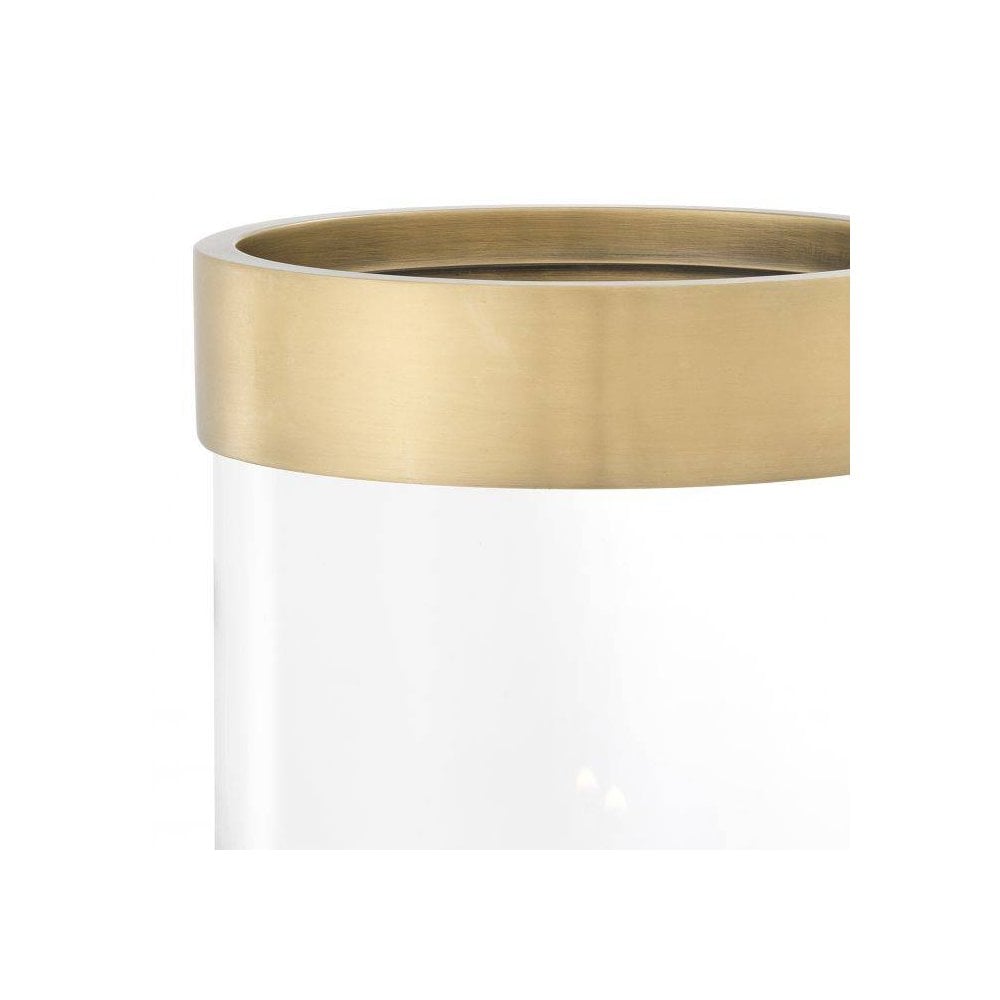 Vertex S - Elegant Antique Brass & Clear Glass Hurricane Lantern