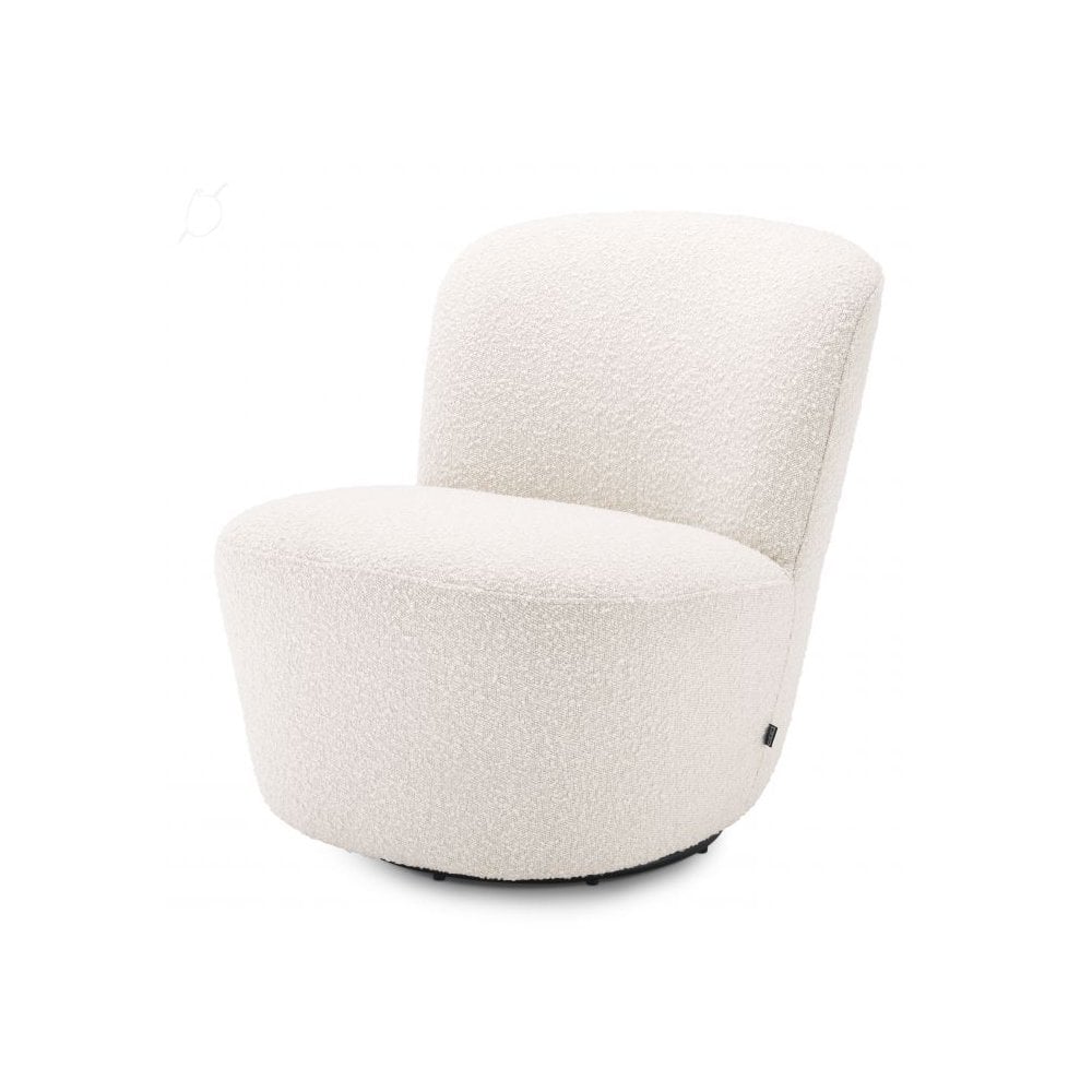 Cream Bouclé Doria Swivel Chair with Hidden Base