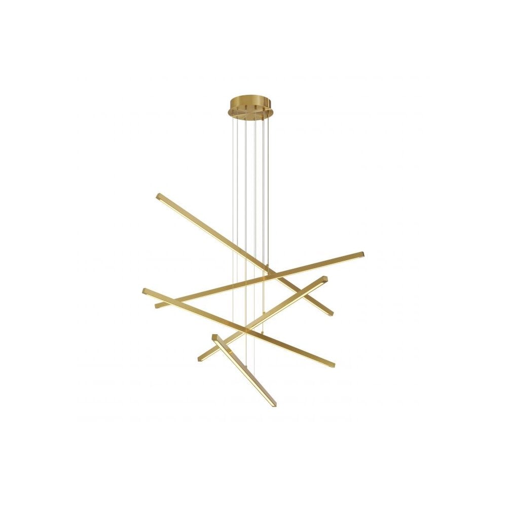 Antique Brass Mikado-Inspired LED Chandelier
