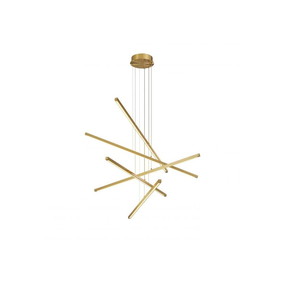 Antique Brass Mikado-Inspired LED Chandelier