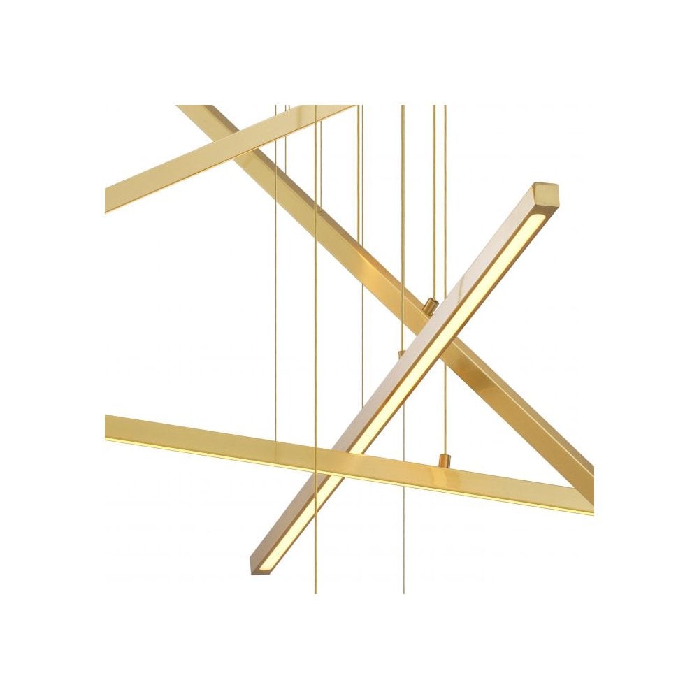 Antique Brass Mikado-Inspired LED Chandelier