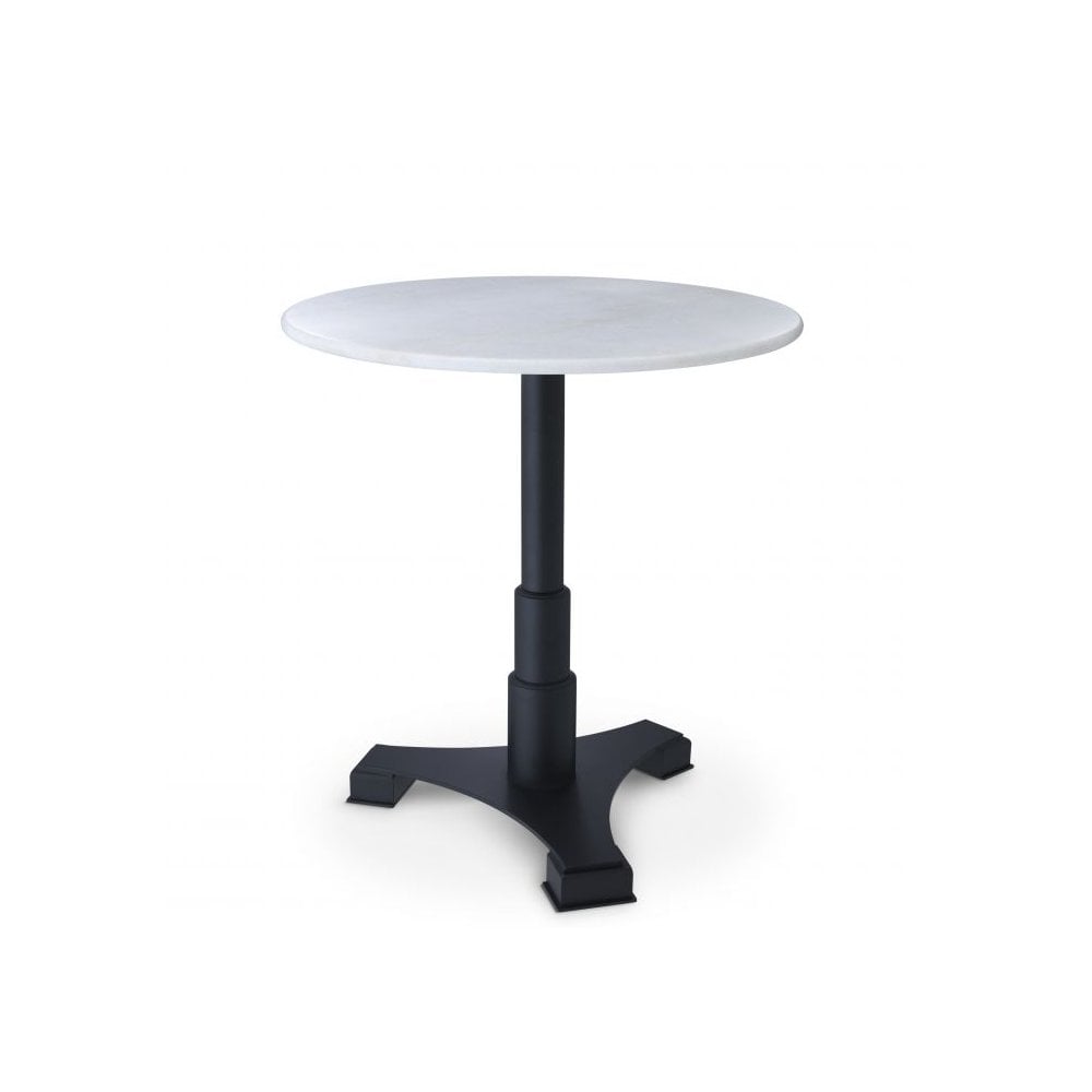 Round Mercier Dining Table with Black Base and White Marble Top