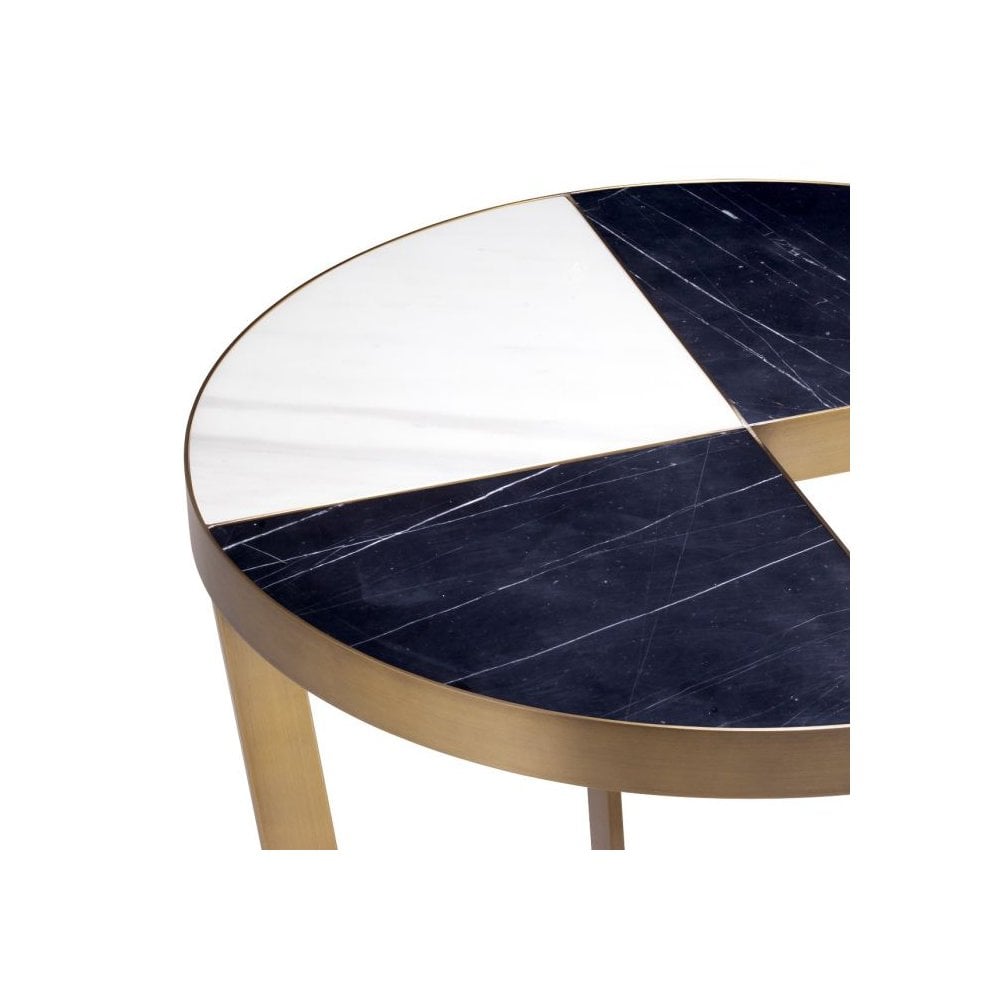 Turino Side Table: Contemporary Elegance with Dual Marble and Brushed Brass Highlights