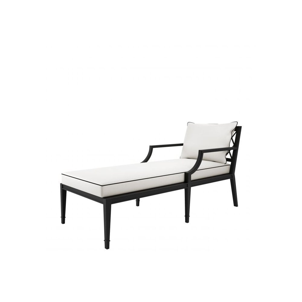 Bella Vista Chaise Longue with Matte Black Frame and Sunbrella Canvas