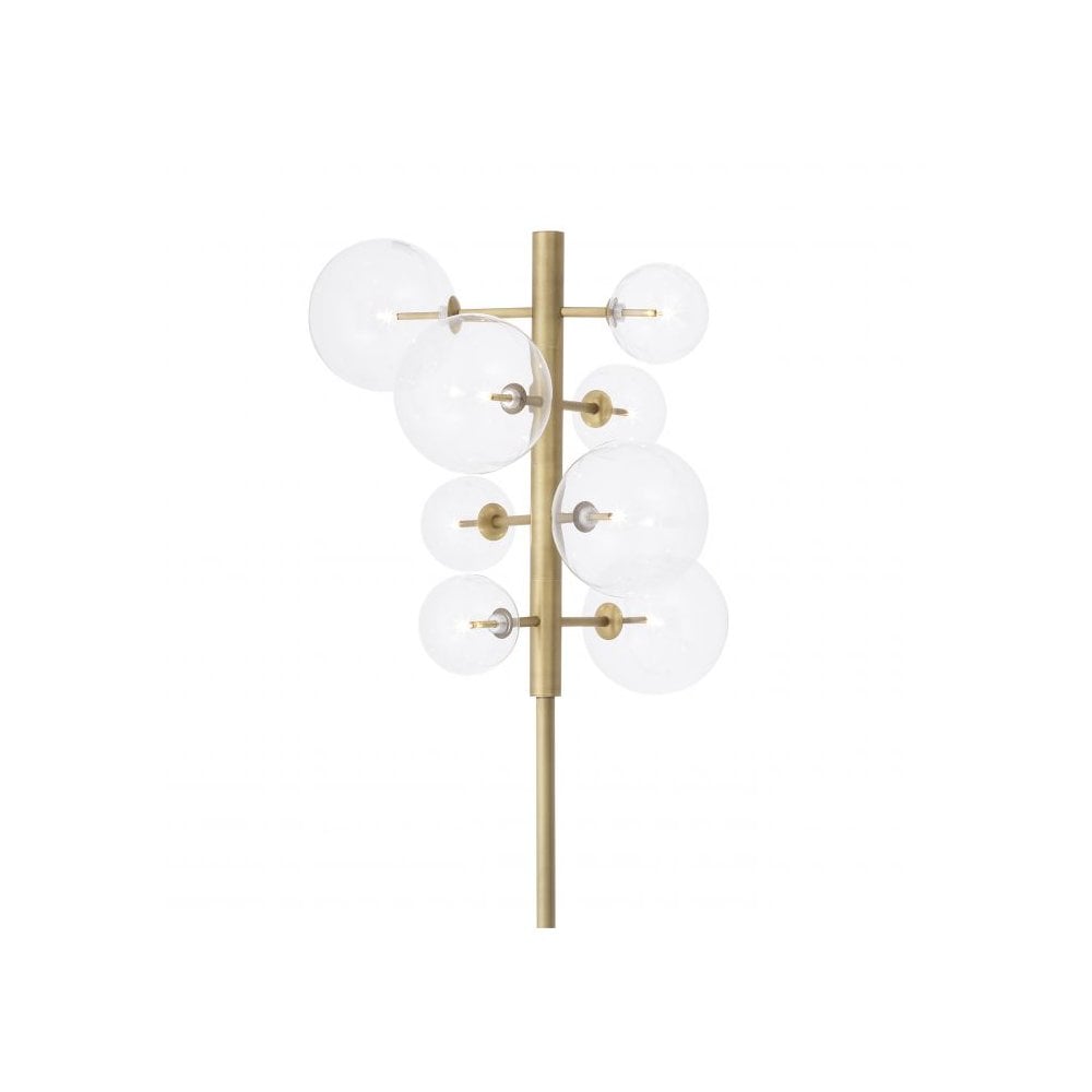 Argento Mid-Century Modern Floor Lamp, Antique Brass & Black Marble Base