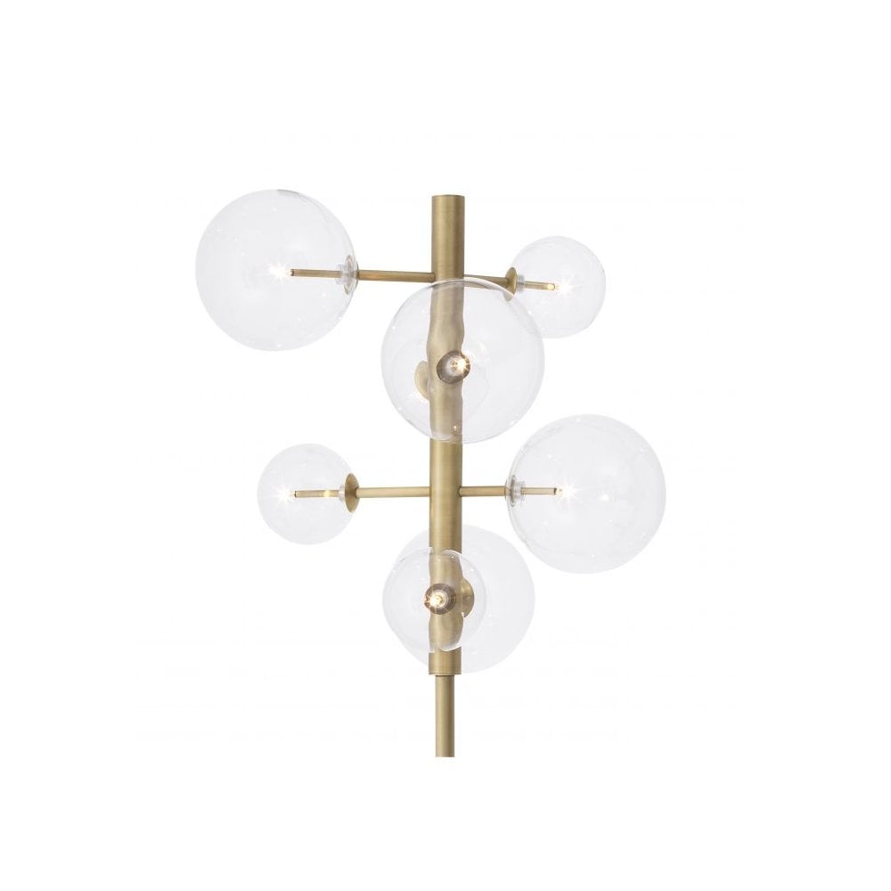 Argento Mid-Century Modern Floor Lamp, Antique Brass & Black Marble Base