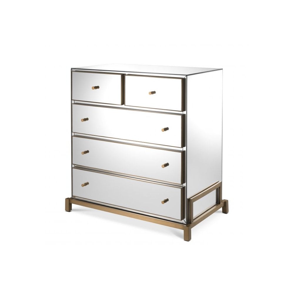 Elegant Clarington Mirror Chest with Brushed Brass Accents