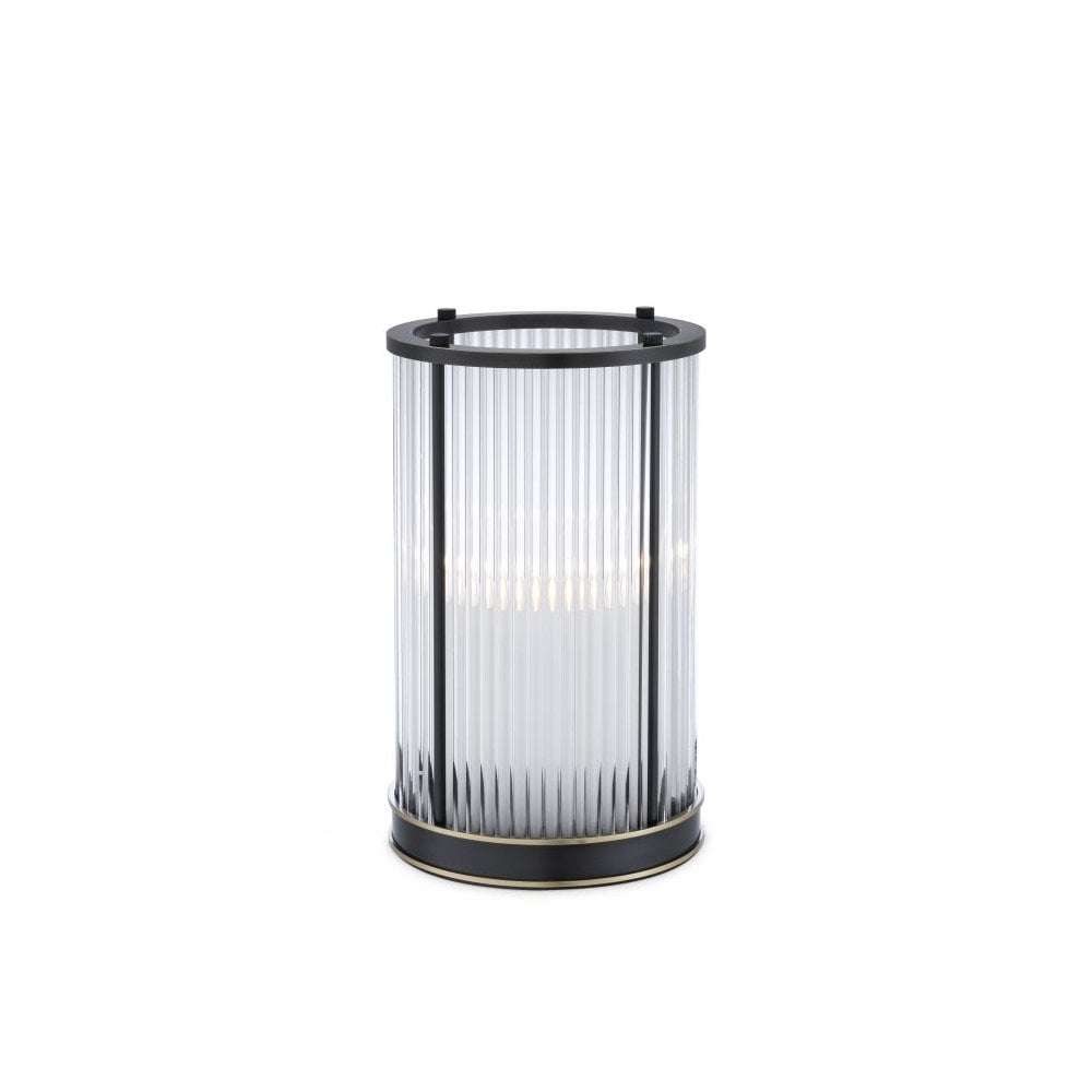 Art Deco Mayson S Hurricane Lamp, Bronze Finish & Clear Glass